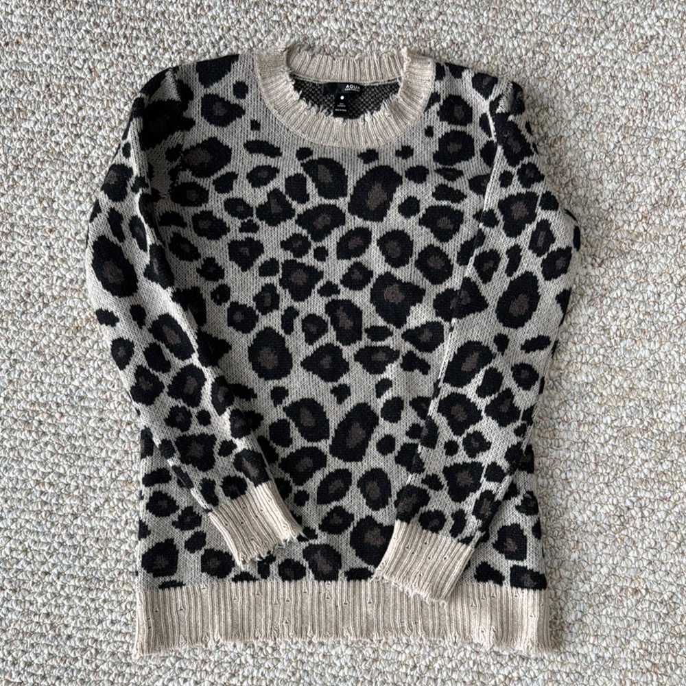 Distressed Leopard Jacquard Cashmere Sweater